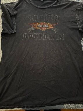 Harley-Davidson Black Short Sleeve Tee with Flame Shield Graphic